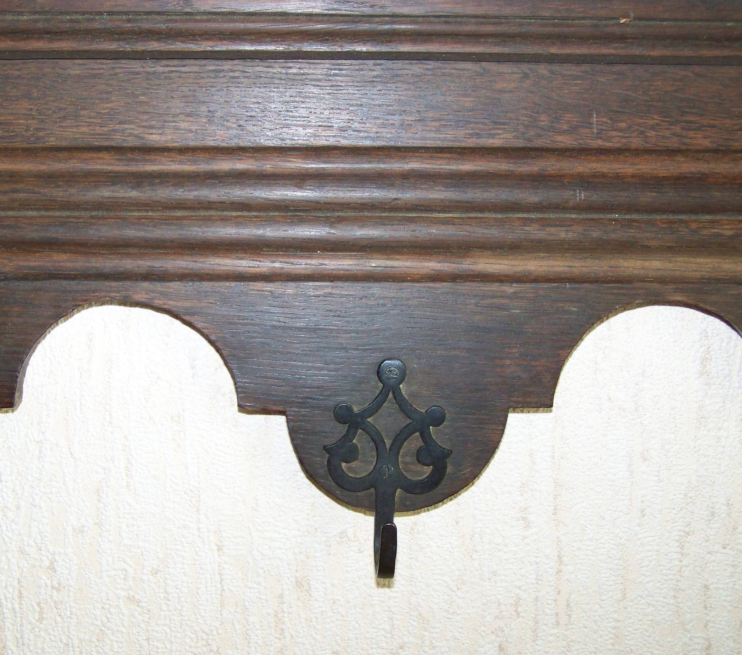 Oak shelf for hanging pots and pans