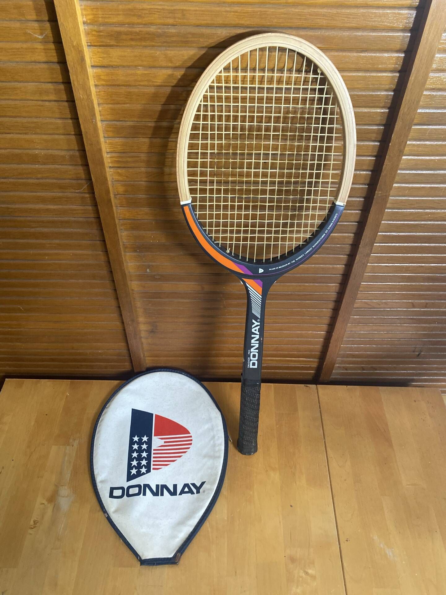 Vintage donnay smasher pro wooden tennis racket + donnay vintage cover