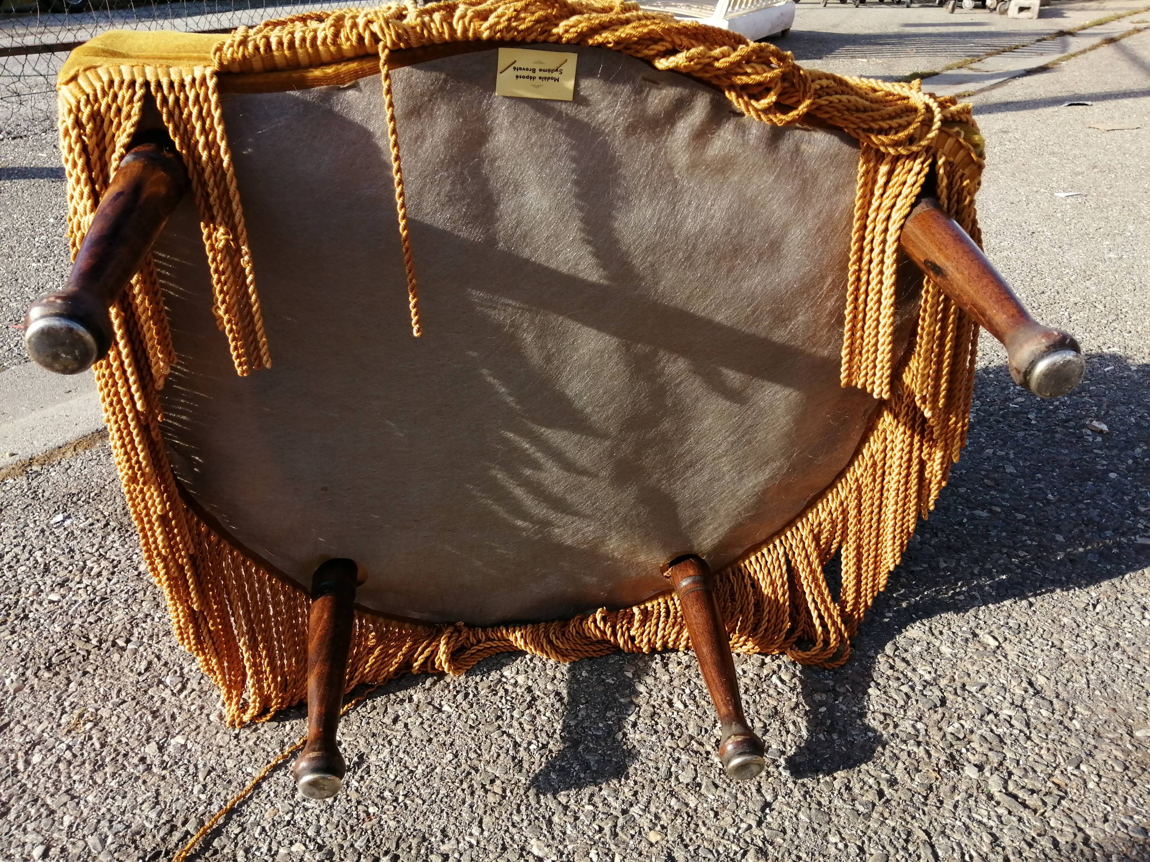 Vintage toad armchair- Golden yellow velvet.