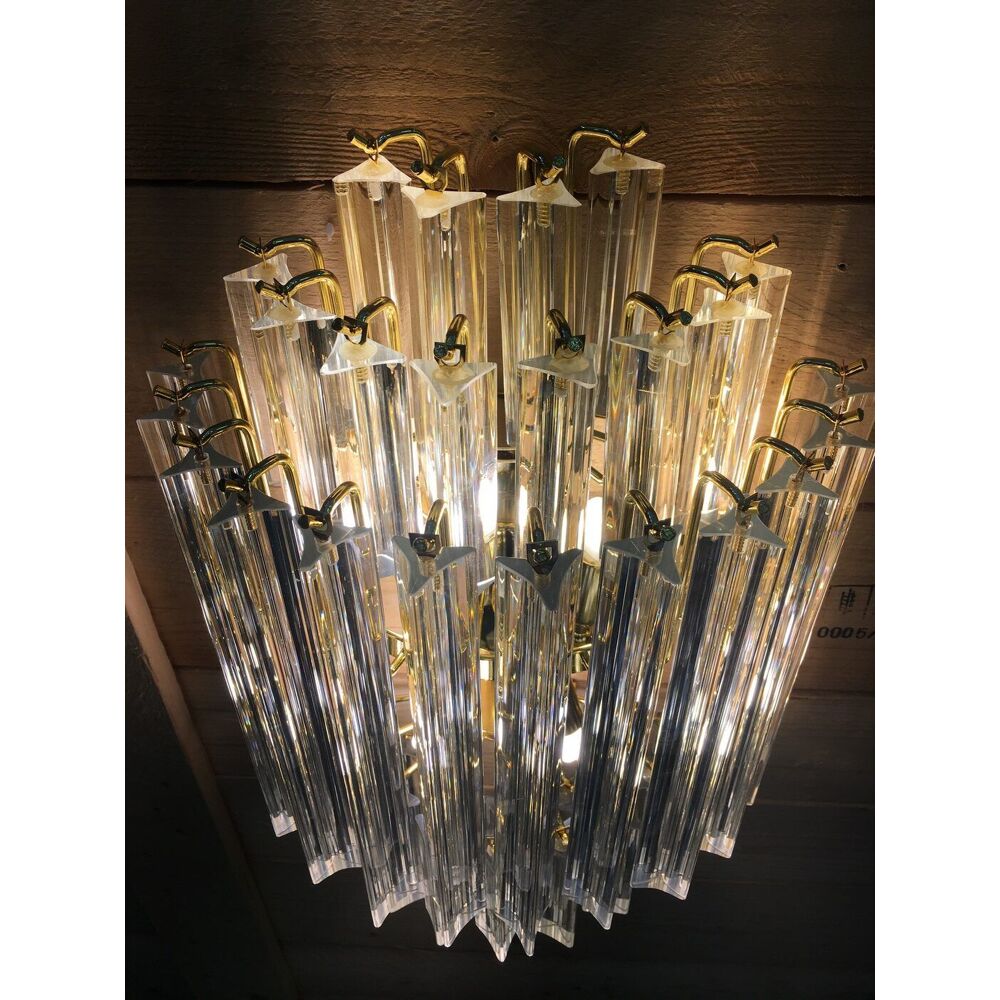 Clear “triedro” murano glass wall sconce