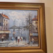 Oil on canvas Paris Montmartre by Billings