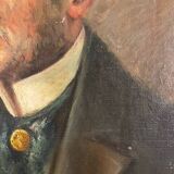 Portrait of an old man with a tricolor barrette