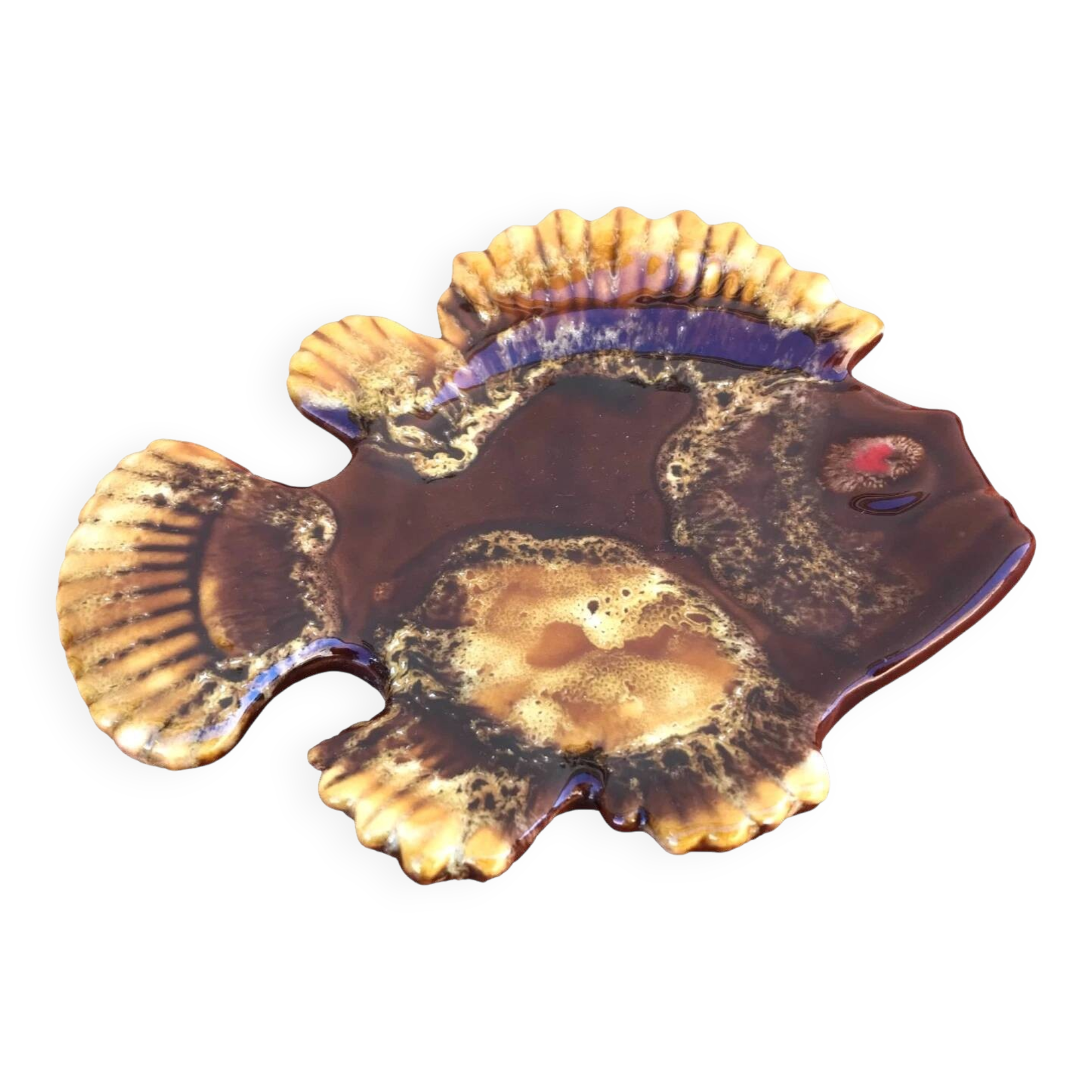 1960s Vallauris enameled ceramic pocket emptier