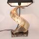 Brutalist spiral lamp from the 1960s, a curiosity object made of horn.