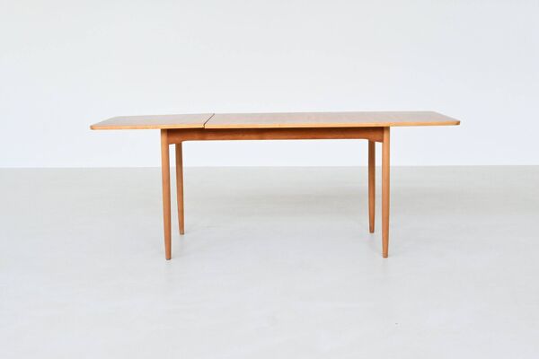 Table à manger à abattants Hans Wegner en bois de plage et teck Danemark 1950