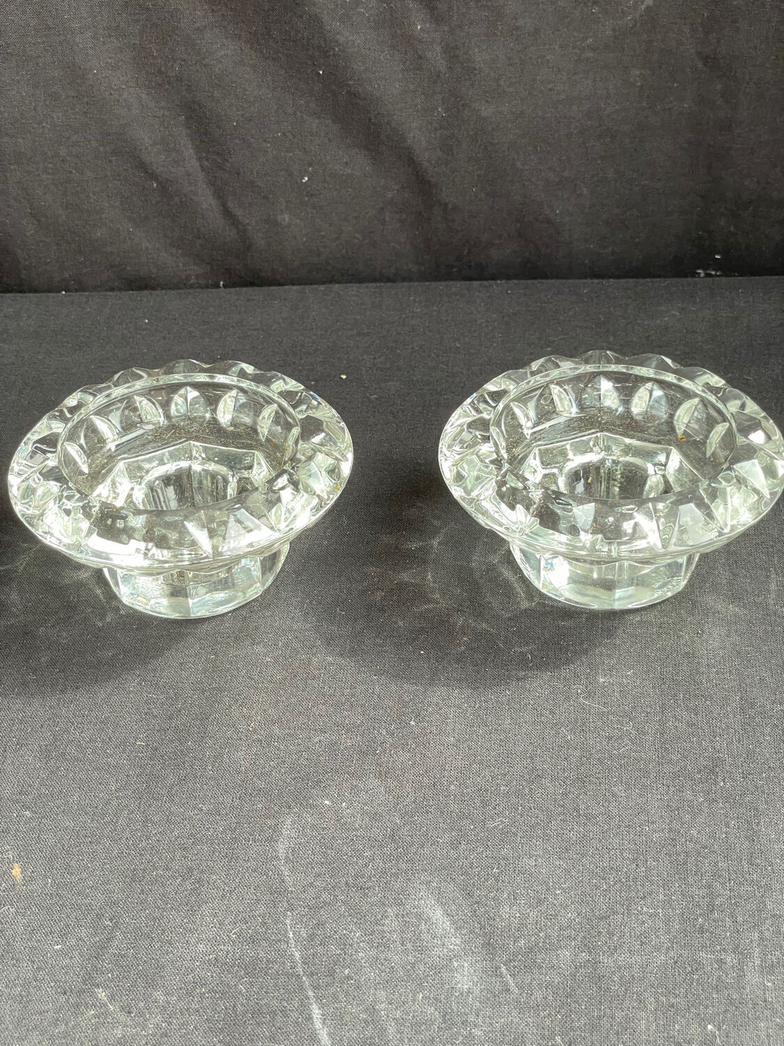 2 vintage Luminarc crystal candle holders