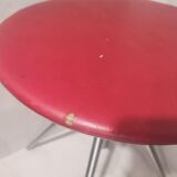 German red leather swivel filigree rotating height adjusting stools by Hailo 1960s, Set of 2