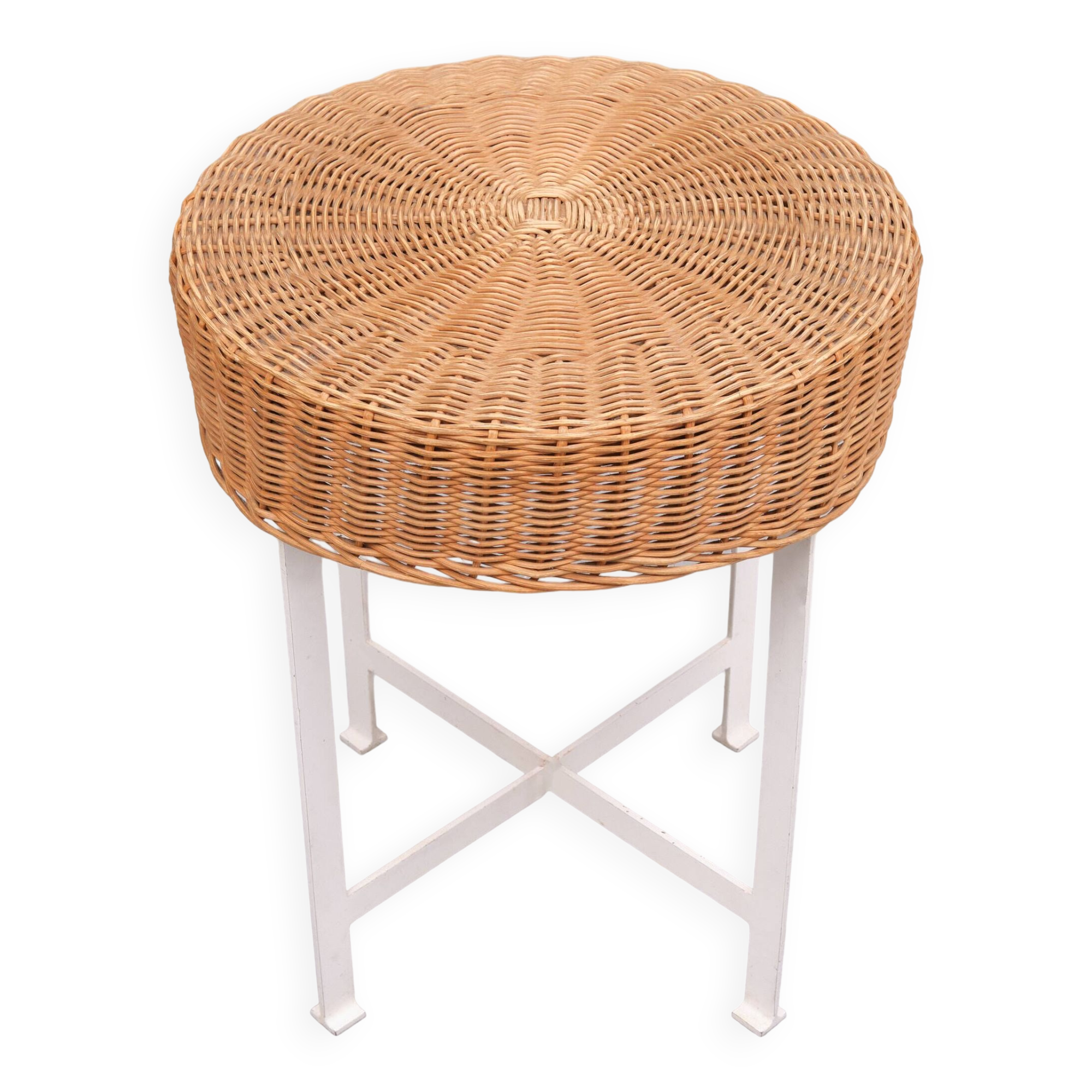 Vintage Steel base Wicker Stool 1960s