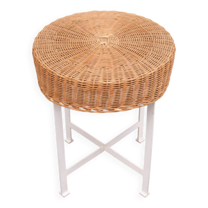 tabouret vintage en osier - acier