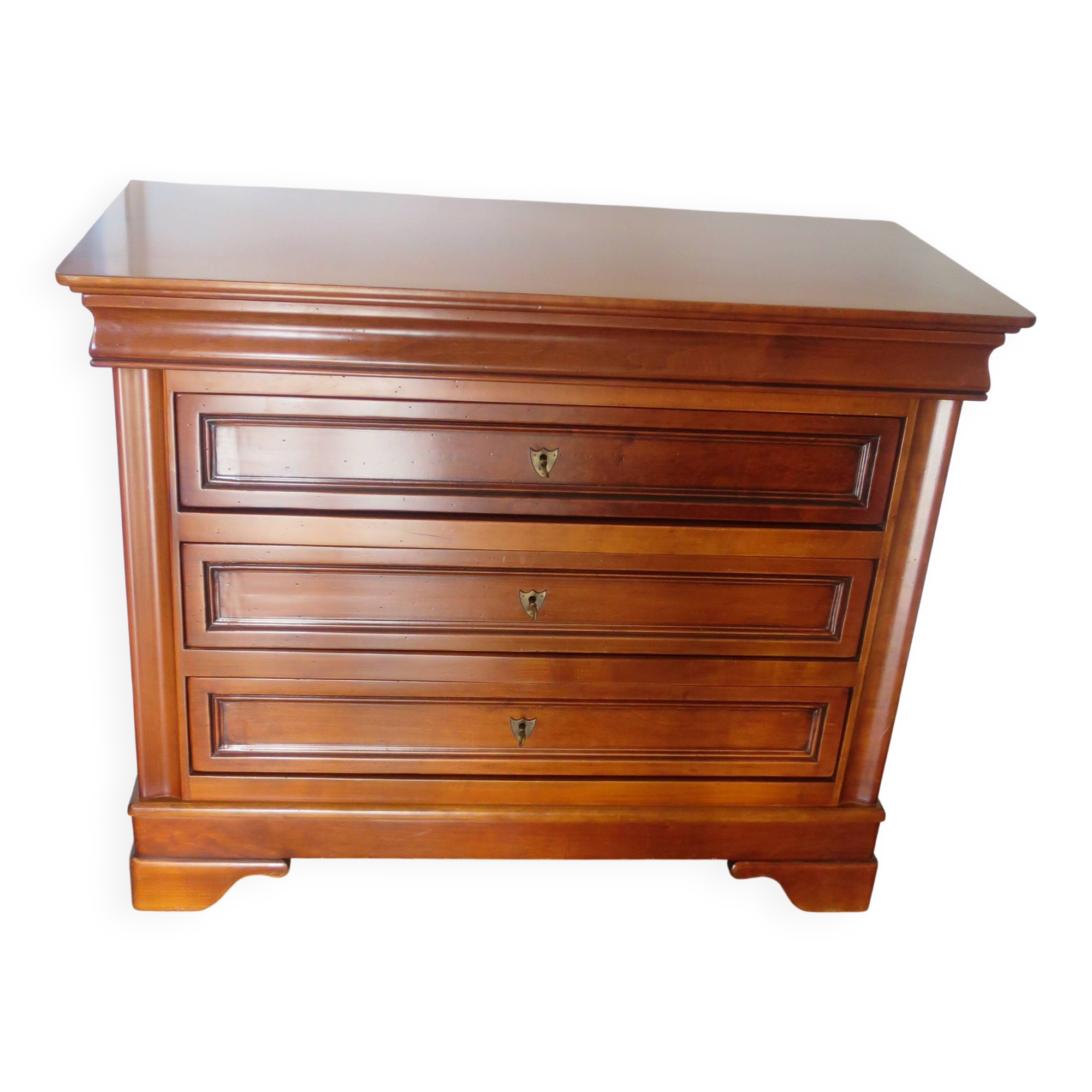 large curved chest of drawers - solid wood - cherry - 4 drawers - Louis Philippe