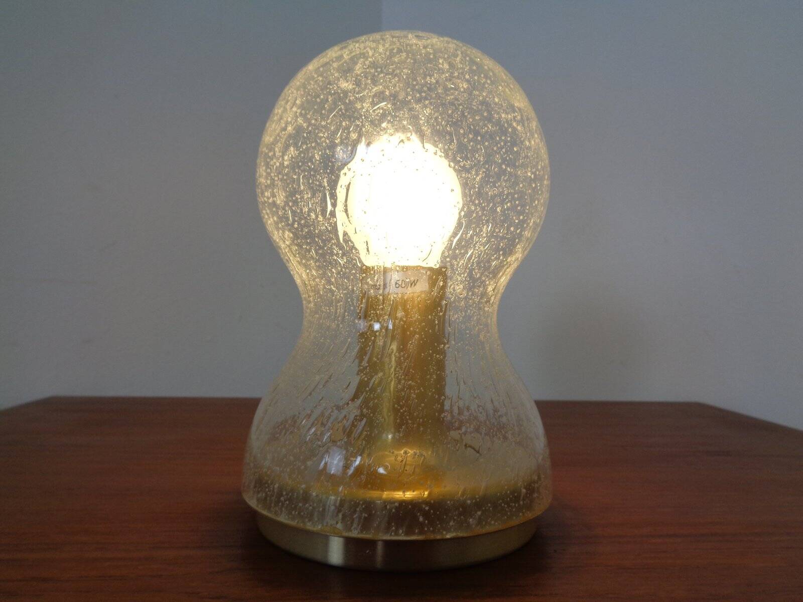 Iceglass & Brass Table Lamp from Doria Leuchten, 1960s