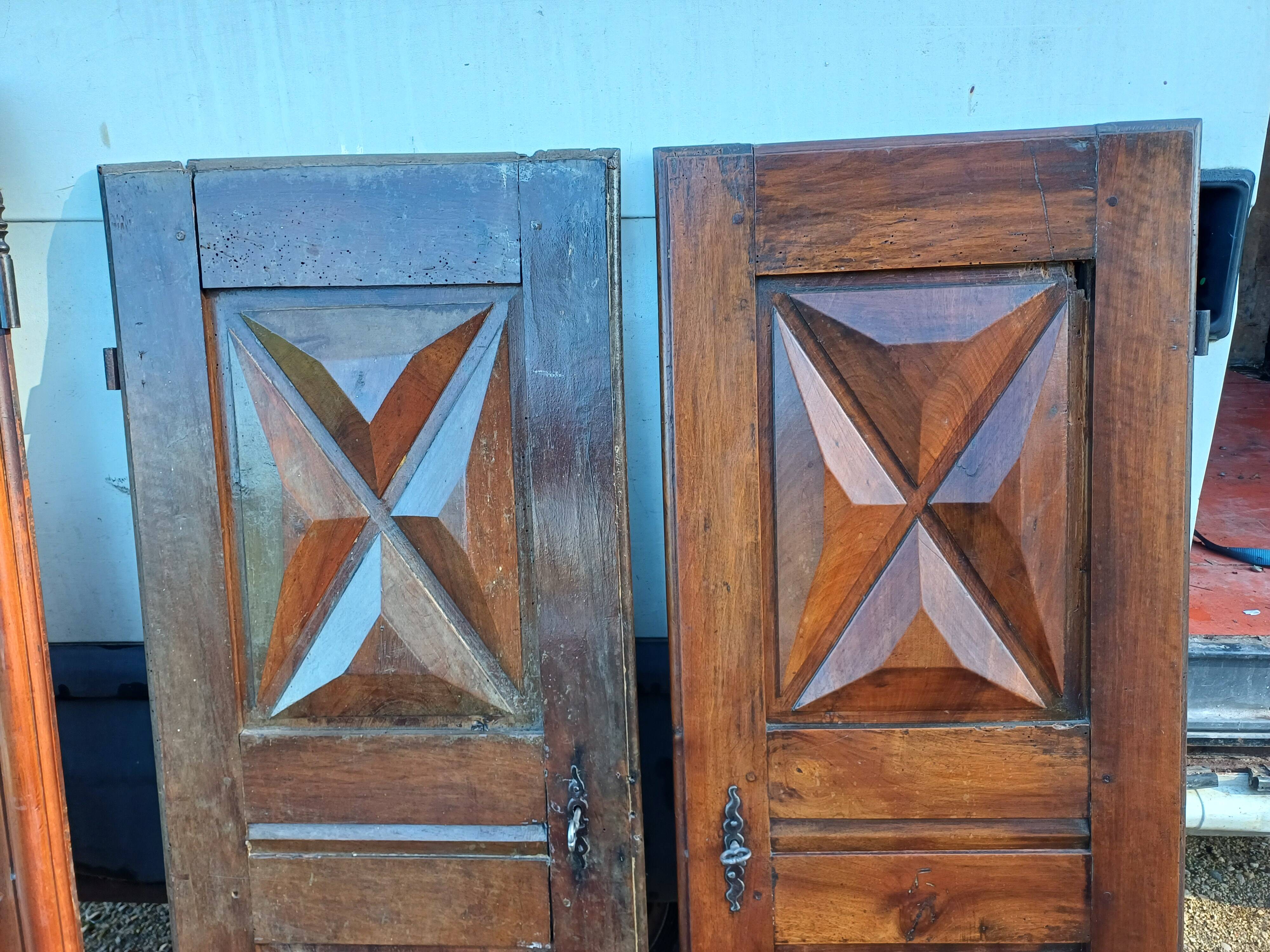 2 pairs of 19th century walnut doors