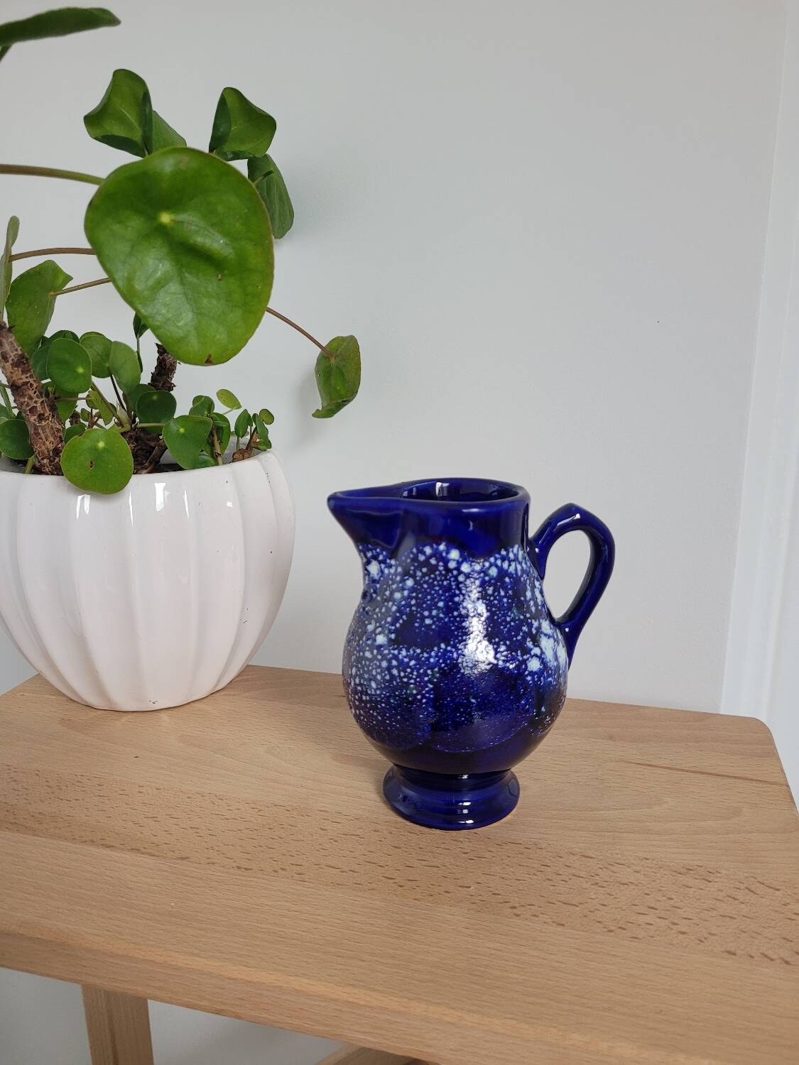 Small enameled ceramic pitcher
