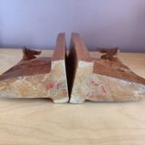 Paire de serre-livres cerfs vintage en chêne massif