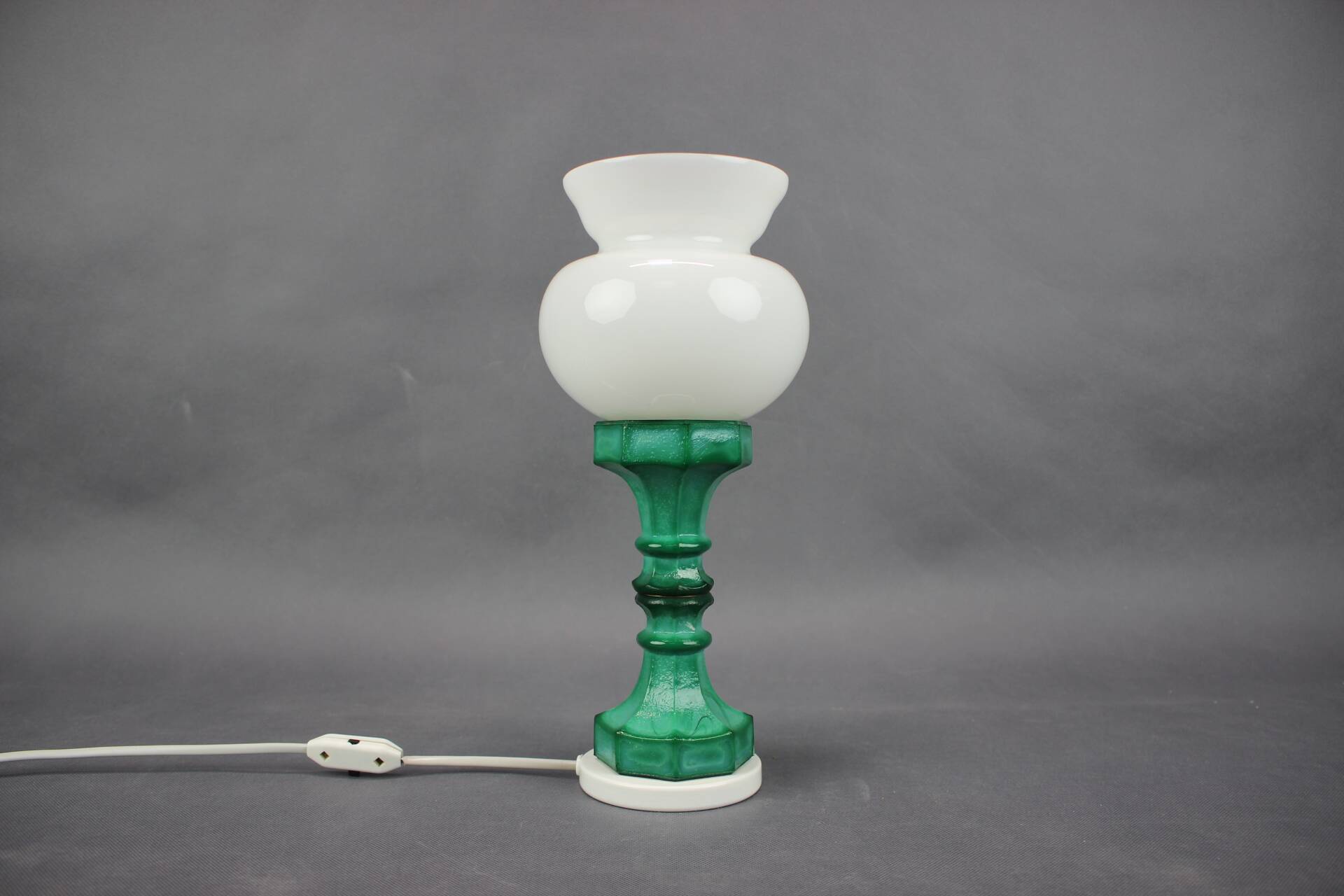 1970s Czechoslovak malachite-style table lamp