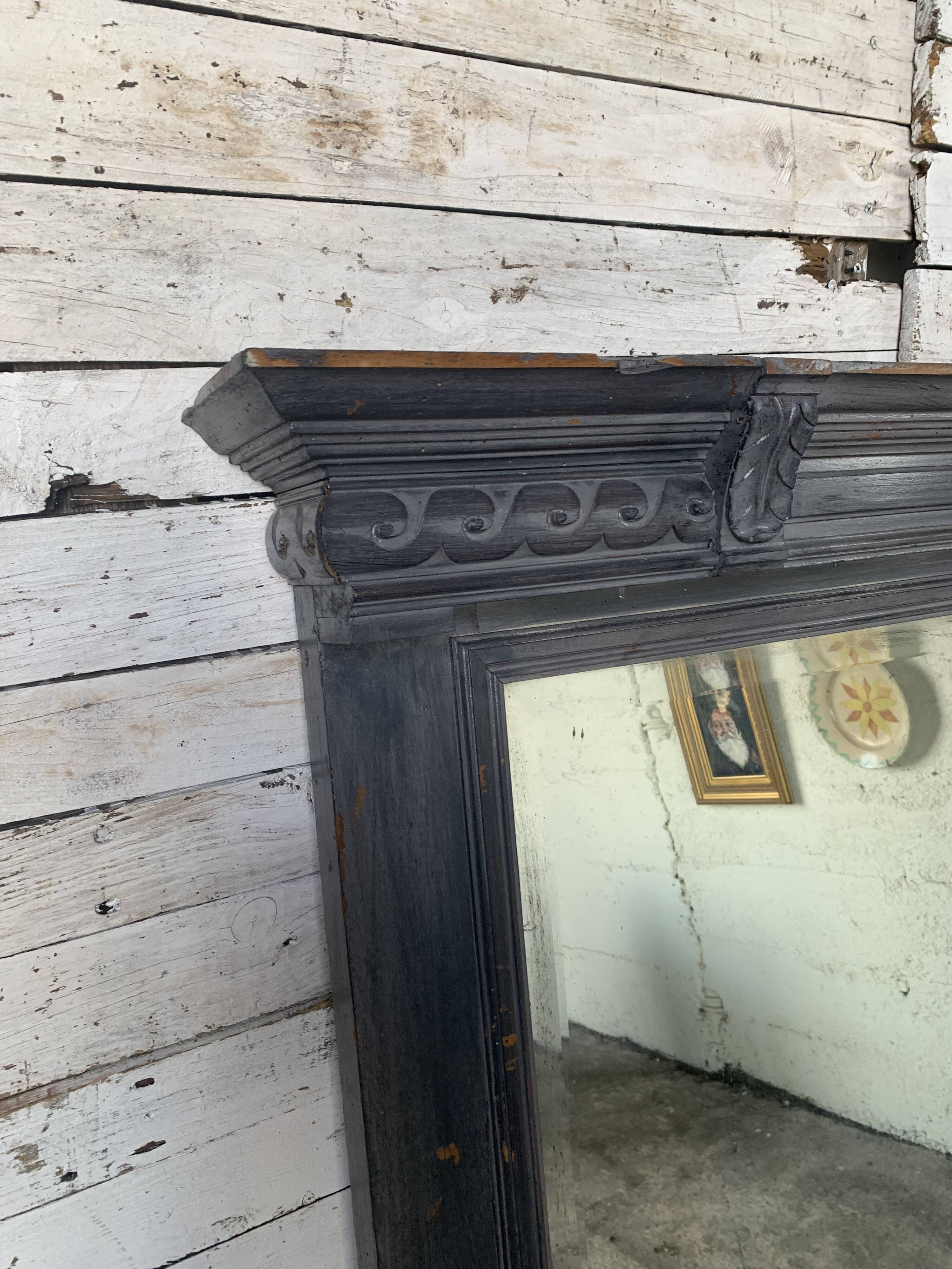 Wooden mirror with juice patina