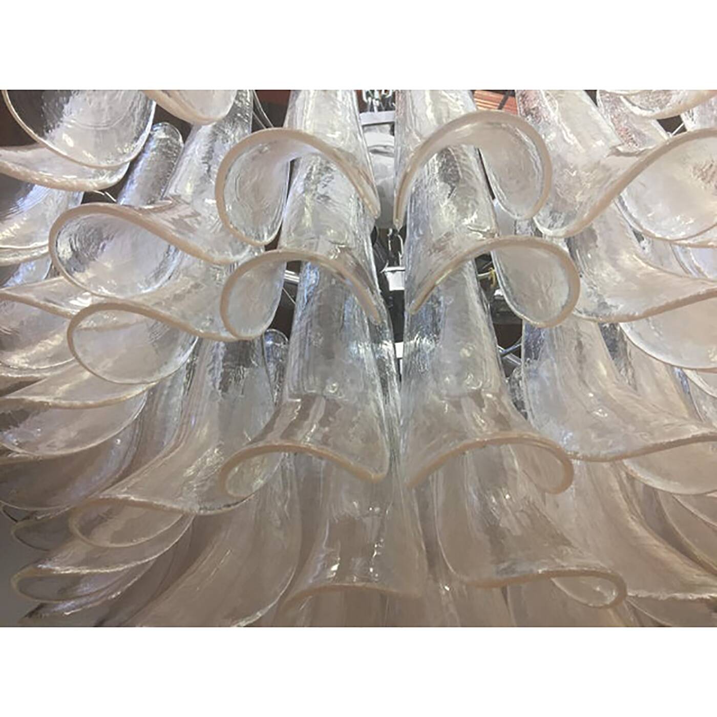 Monumental Murano Glass Selle Light Pink Italian Sputnik Chandelier