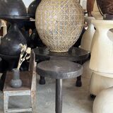 Immense light grey antique-style pot with a crosshatch lid and handles.