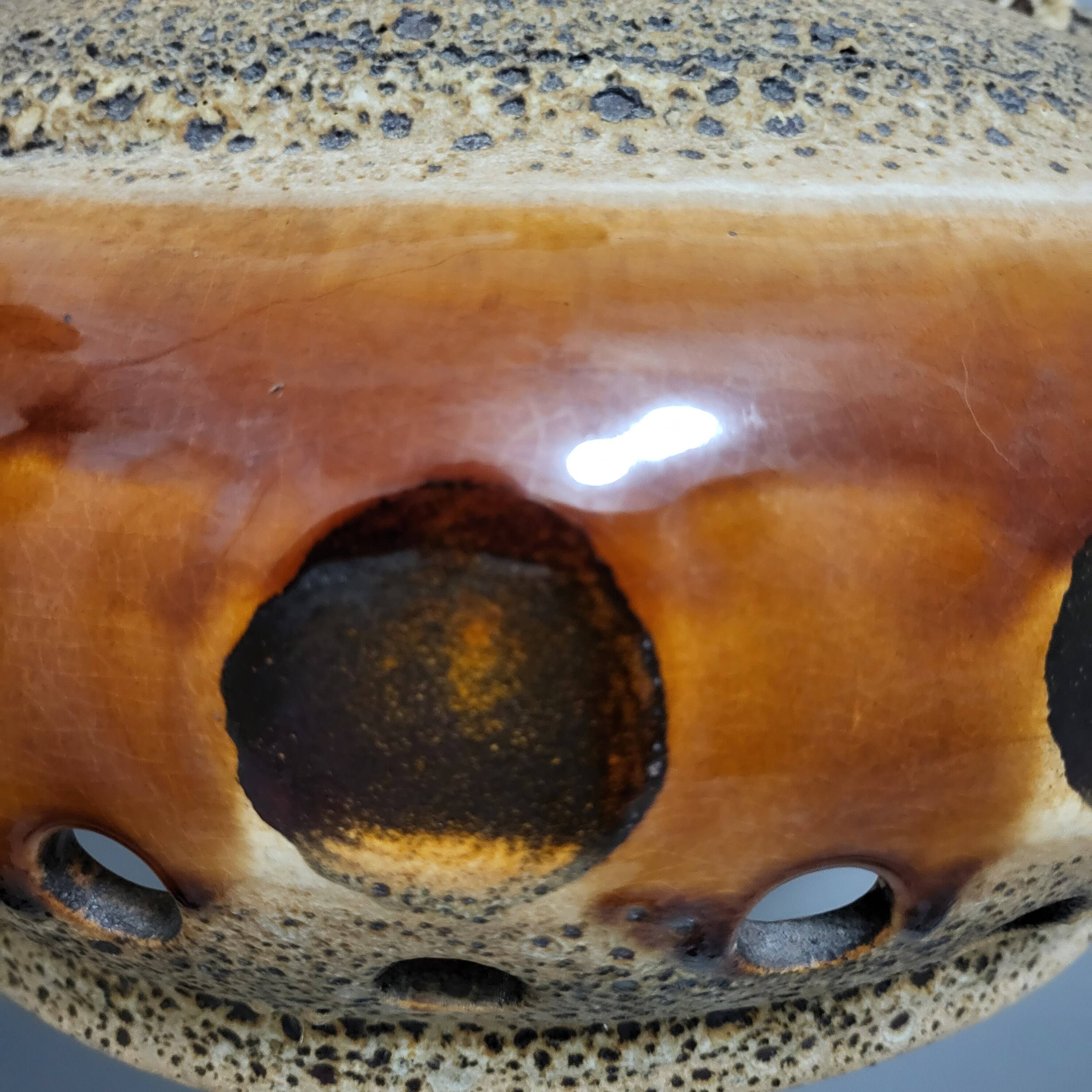 Glazed ceramic pendant light, West Germany 1960-70