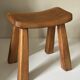 Vintage solid elm stool from the 70s