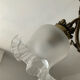 Ancien lustre cage en bronze et 4 feux tulipe
