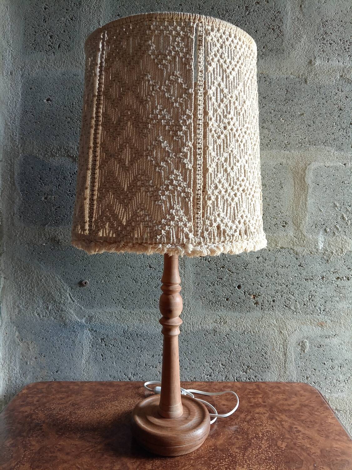 Vintage macramé lamp