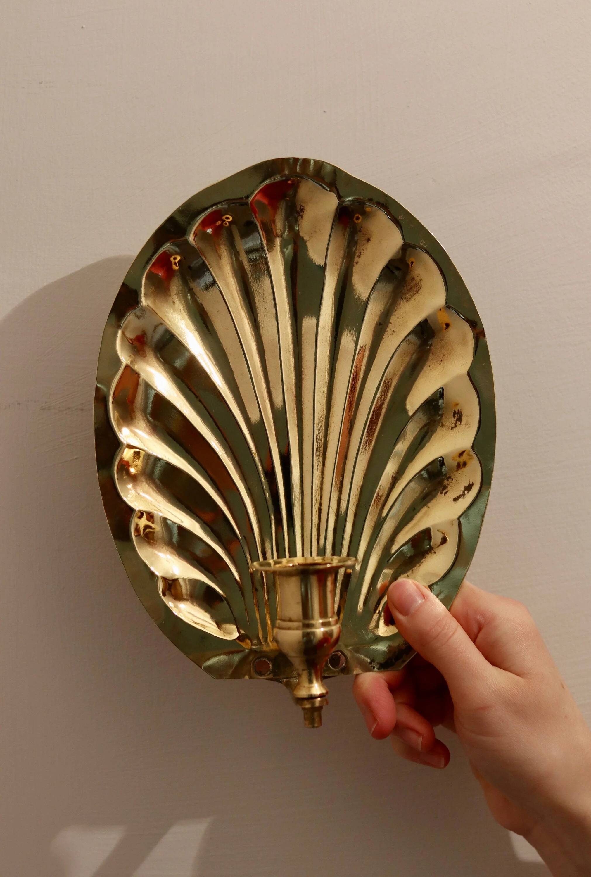 Paire d'appliques vintage en laiton