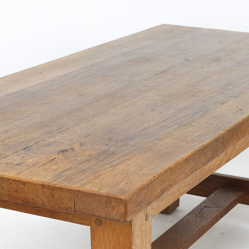 Vintage Mid-Century Brutalist Rustic Oak Dining Table
