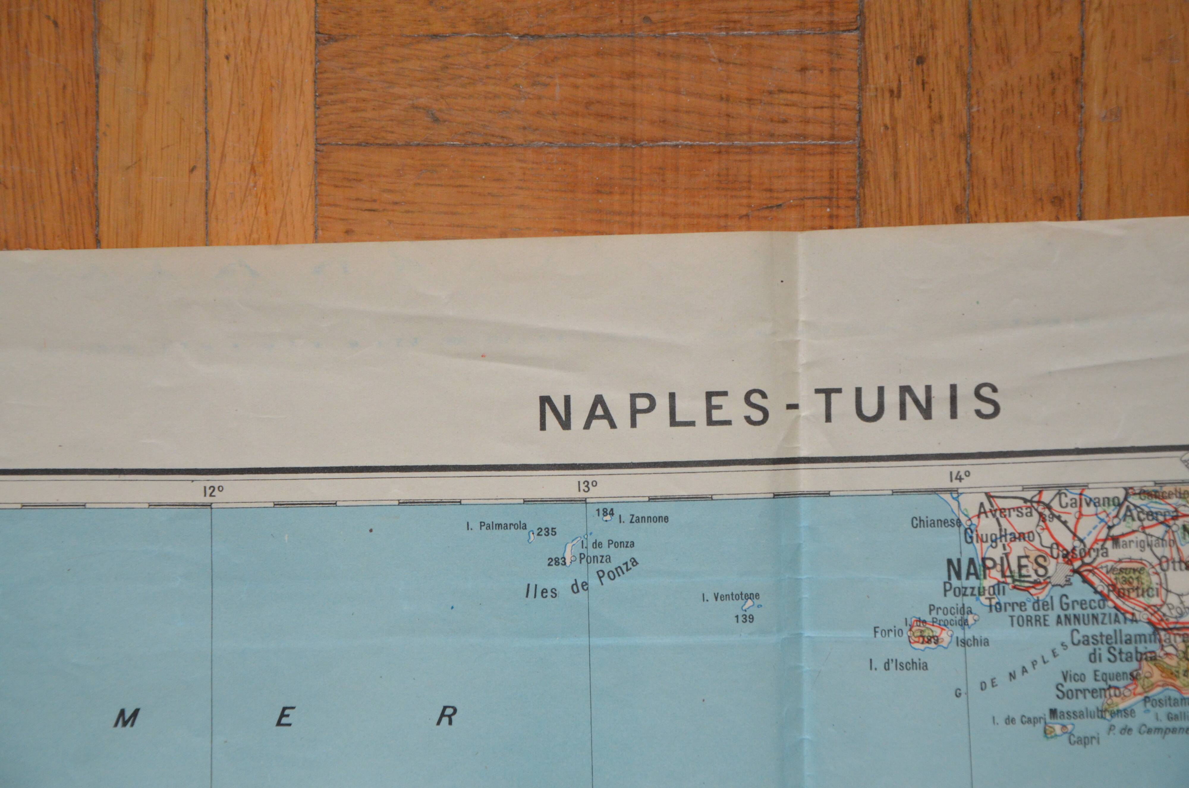 Map IGN vintage Naples-Tunis
