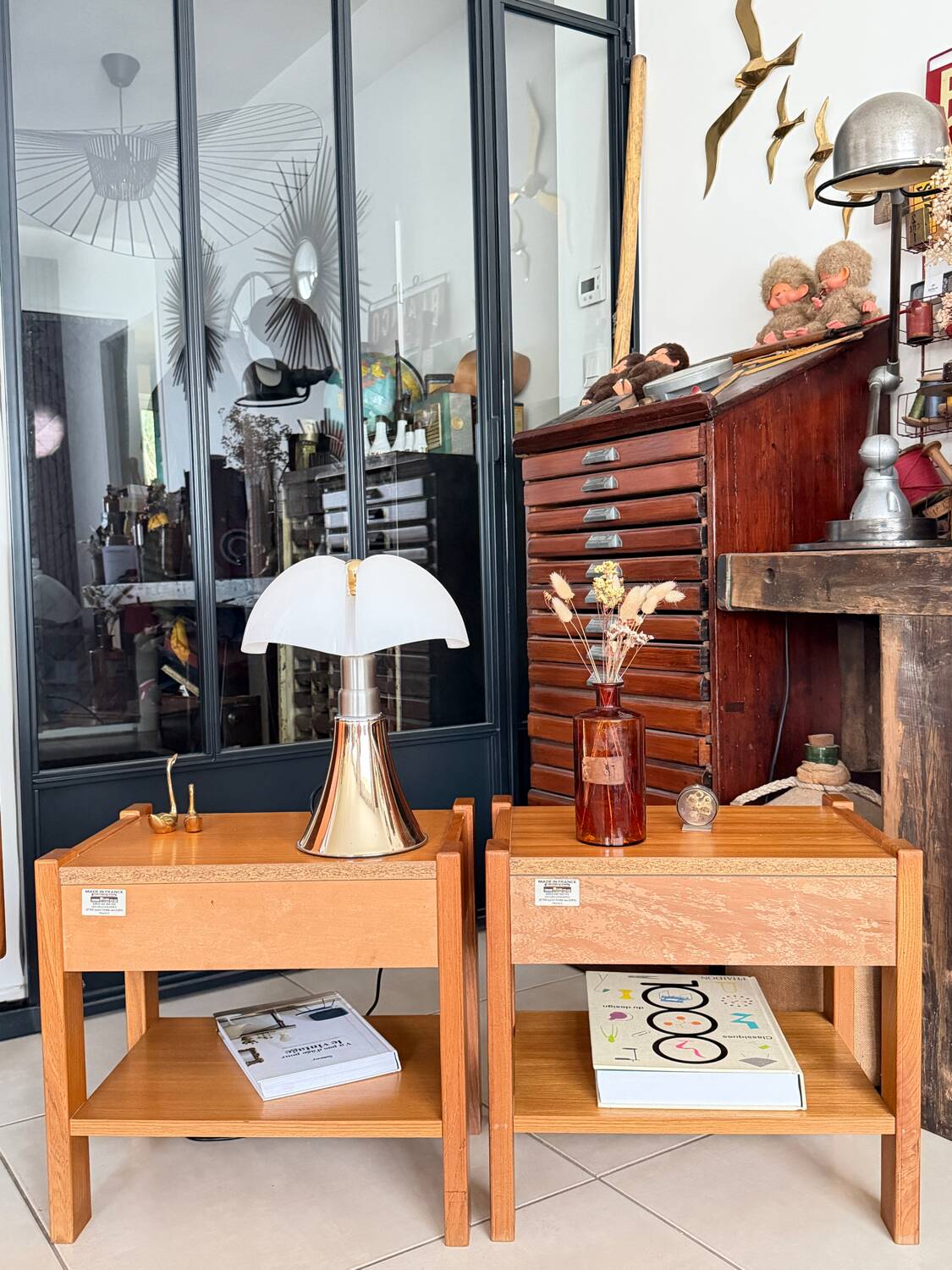 Vintage Simat bedside tables in elm – 1970