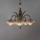XL Clear Murano Glass and Brass Chandelier, Liberty-Style Organic Leaf Design, Italian 1960s