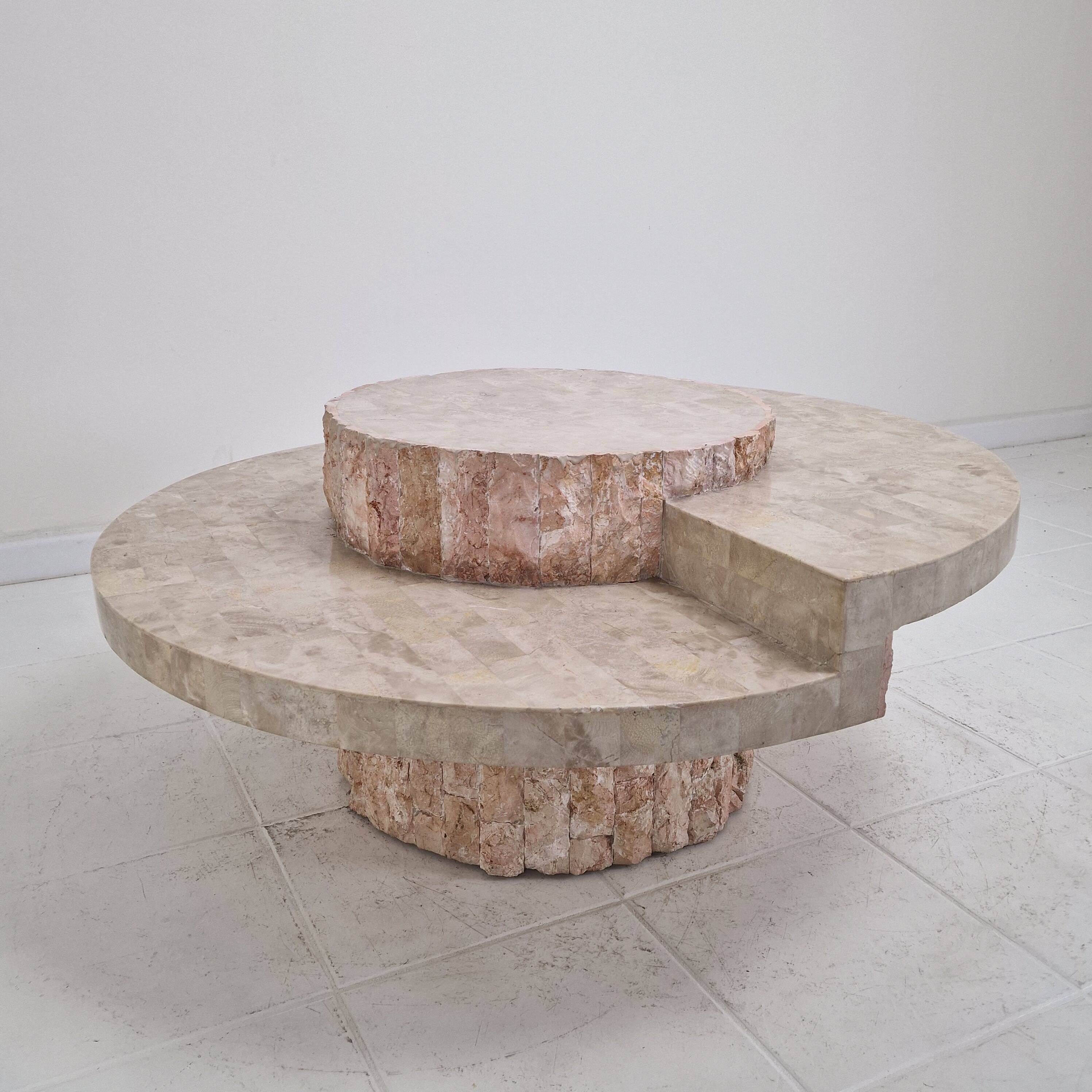 Round Mactan or Fossil Stone Coffee Table by Magnussen Ponte, 1980s