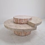 Round Mactan or Fossil Stone Coffee Table by Magnussen Ponte, 1980s