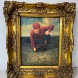Huile sur toile, Joueur de Golf, fin XIXe