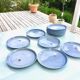 Set de 10 assiettes plates en grès bleu lavande