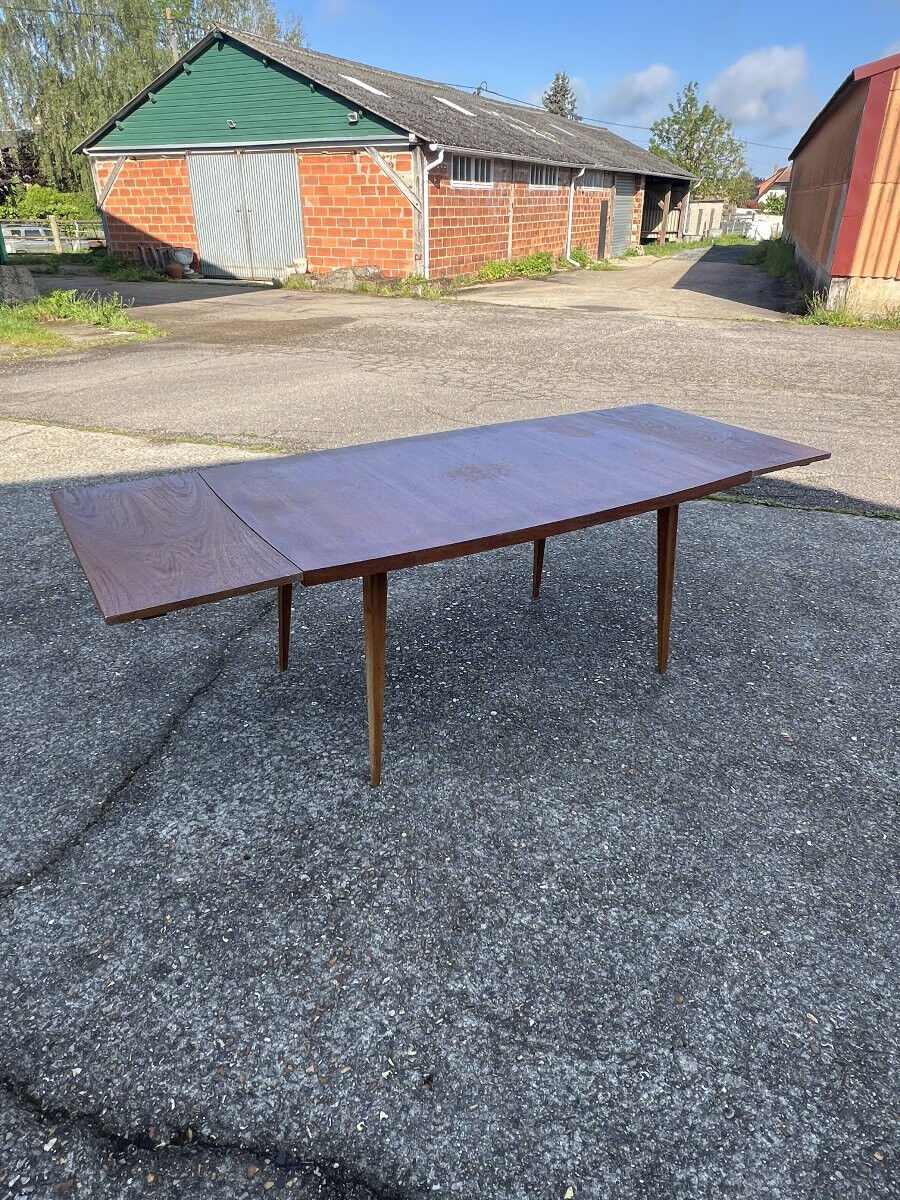 Table avec rallonges en teck, style scandinave, édition eros, vers 1960, dimensions 227x 90 cm