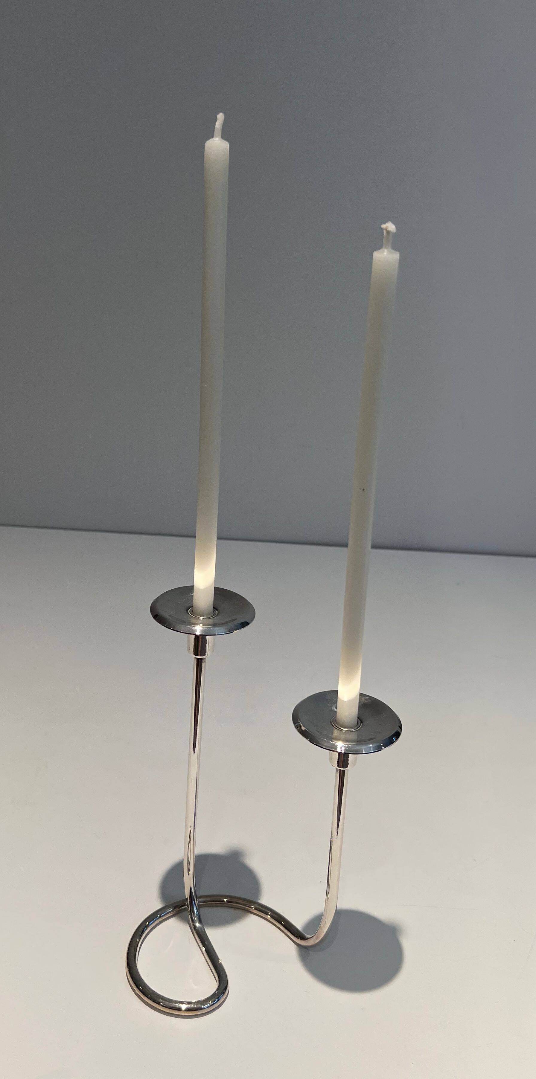 Silver-plated metal candle holder