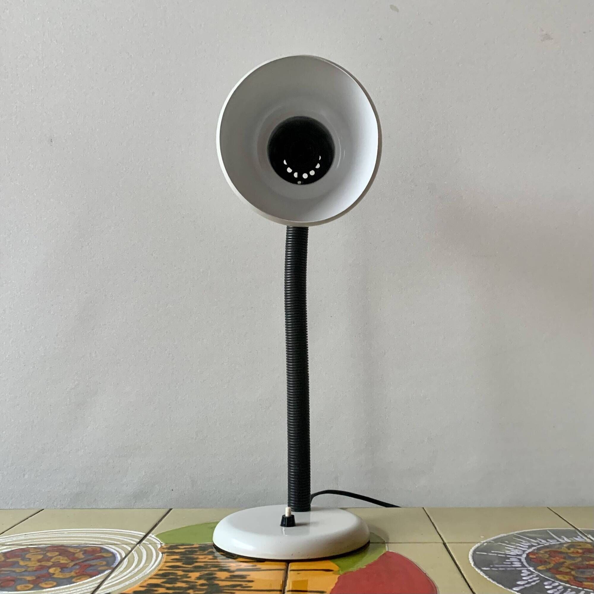 Vintage white and black metal desk lamp