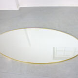 Vintage oval golden frame mirror, 70s