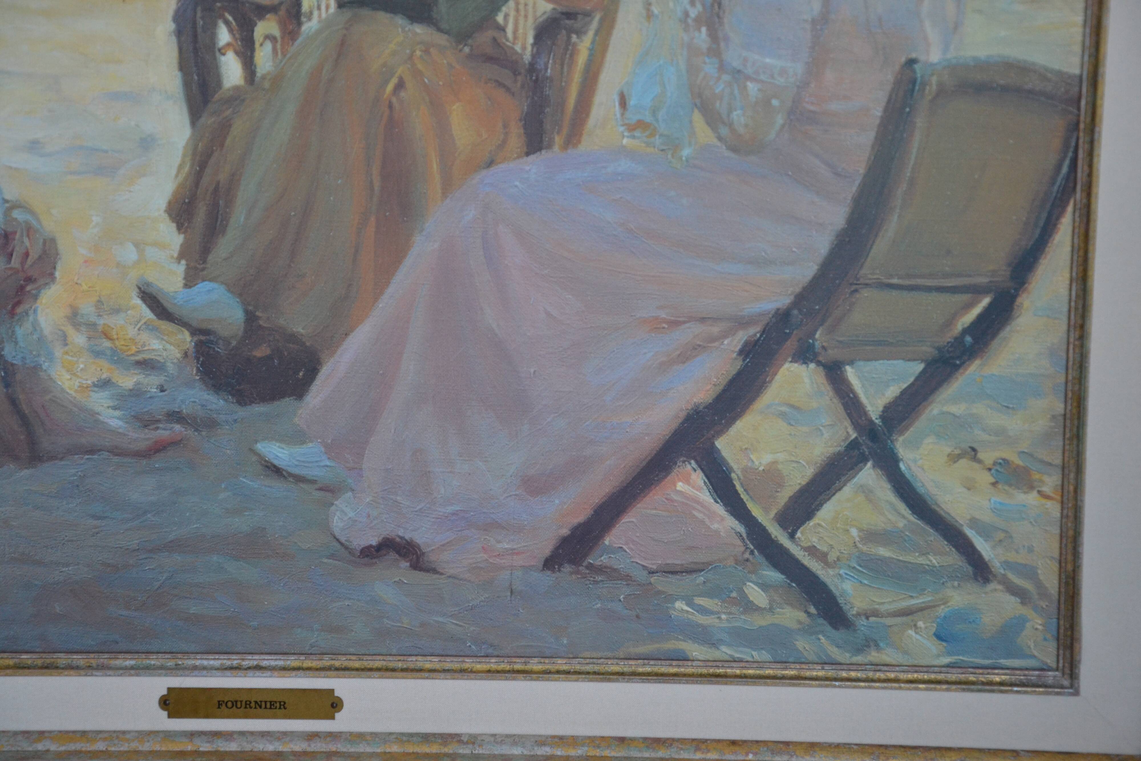 Painting Beach Scene Alfred Victor Fournier