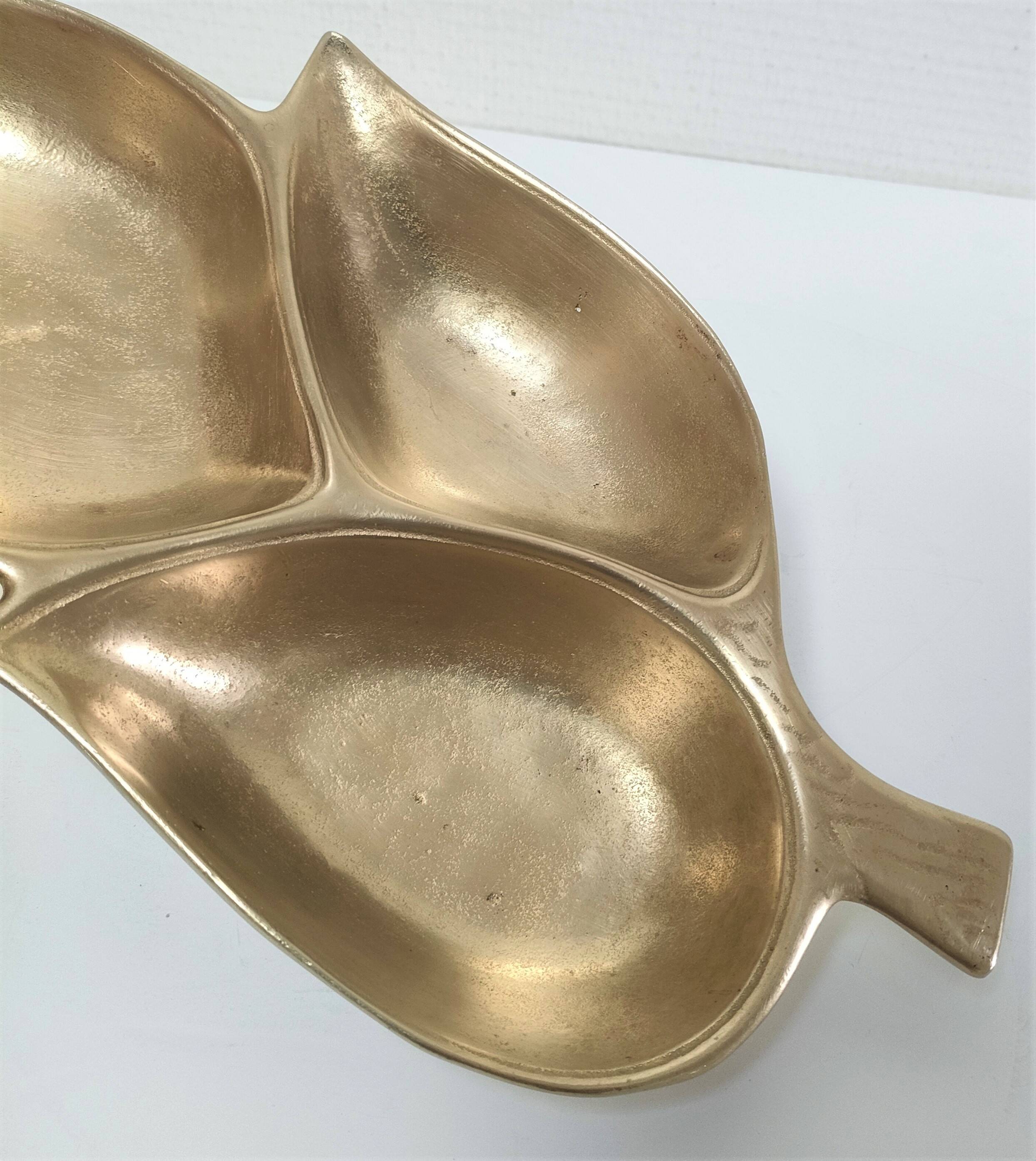 large tree leaf pocket emptier solid brass