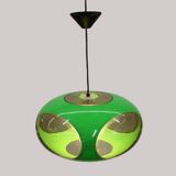 Massive Belgium Space Age UFO Lamp, Green Mid-Century Modern Lighting