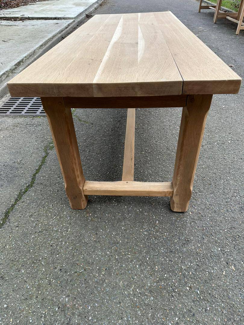 Renovated 19th-century solid oak extendable farmhouse dining table 200cm