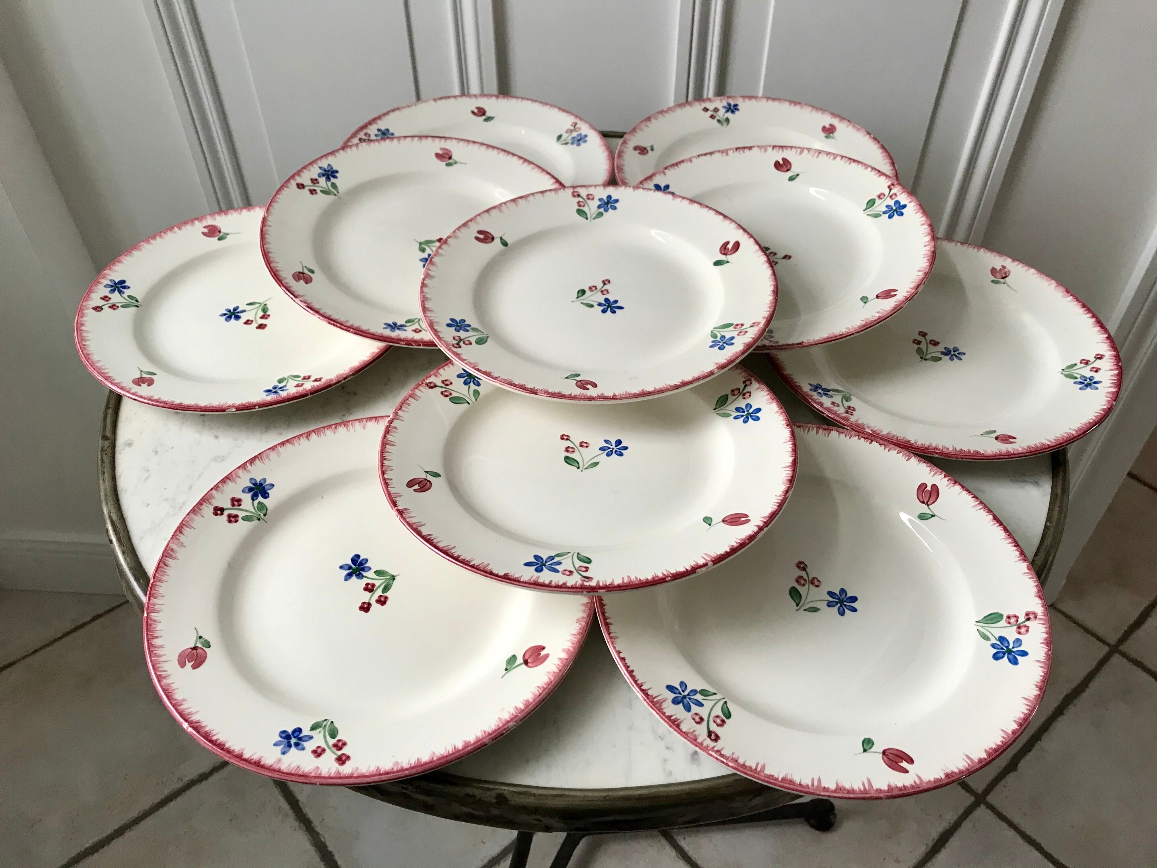 Set of 10 dessert plates badonviller model "dany" years 30-40