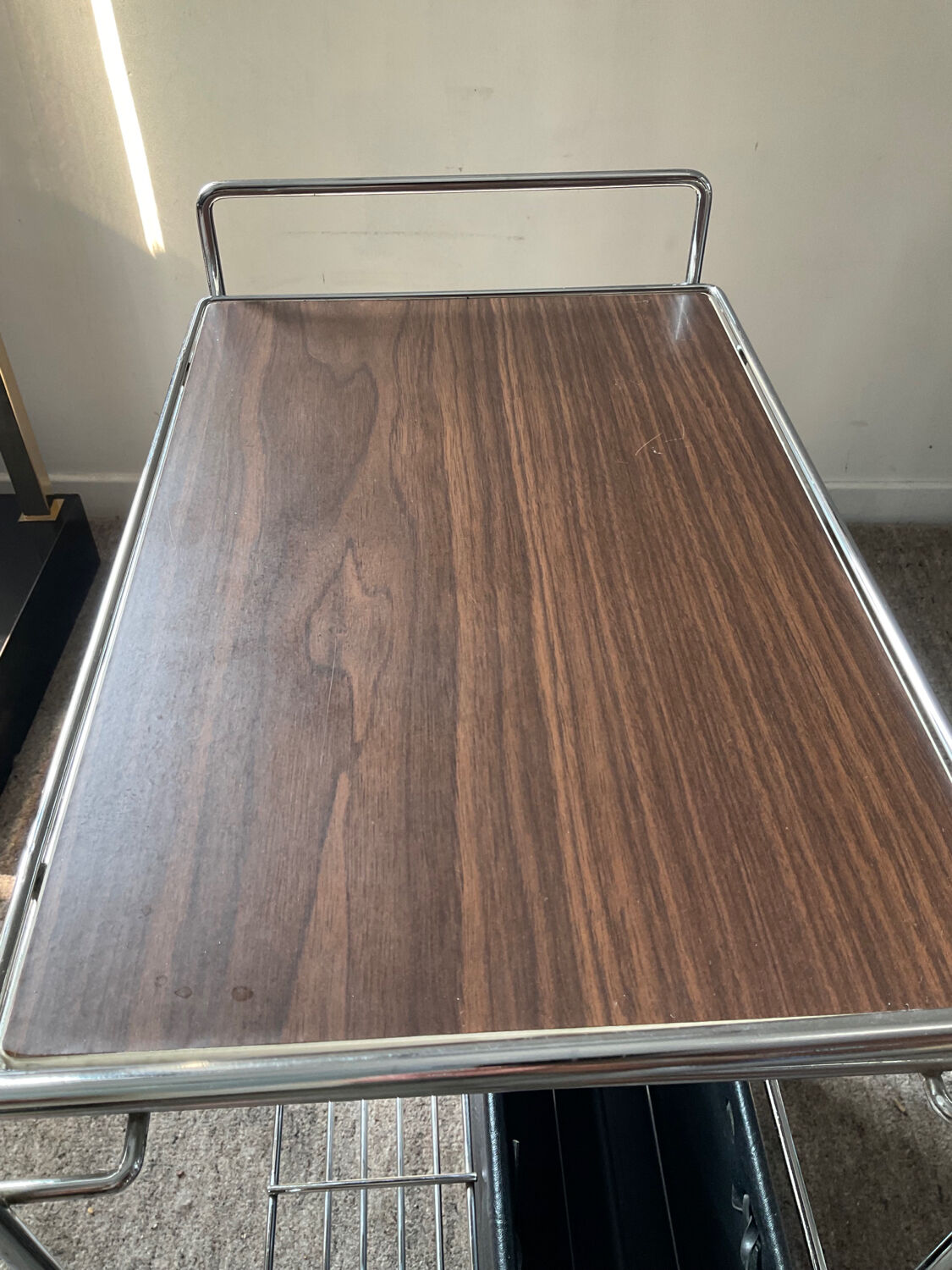 Vintage side table on wheels 60s