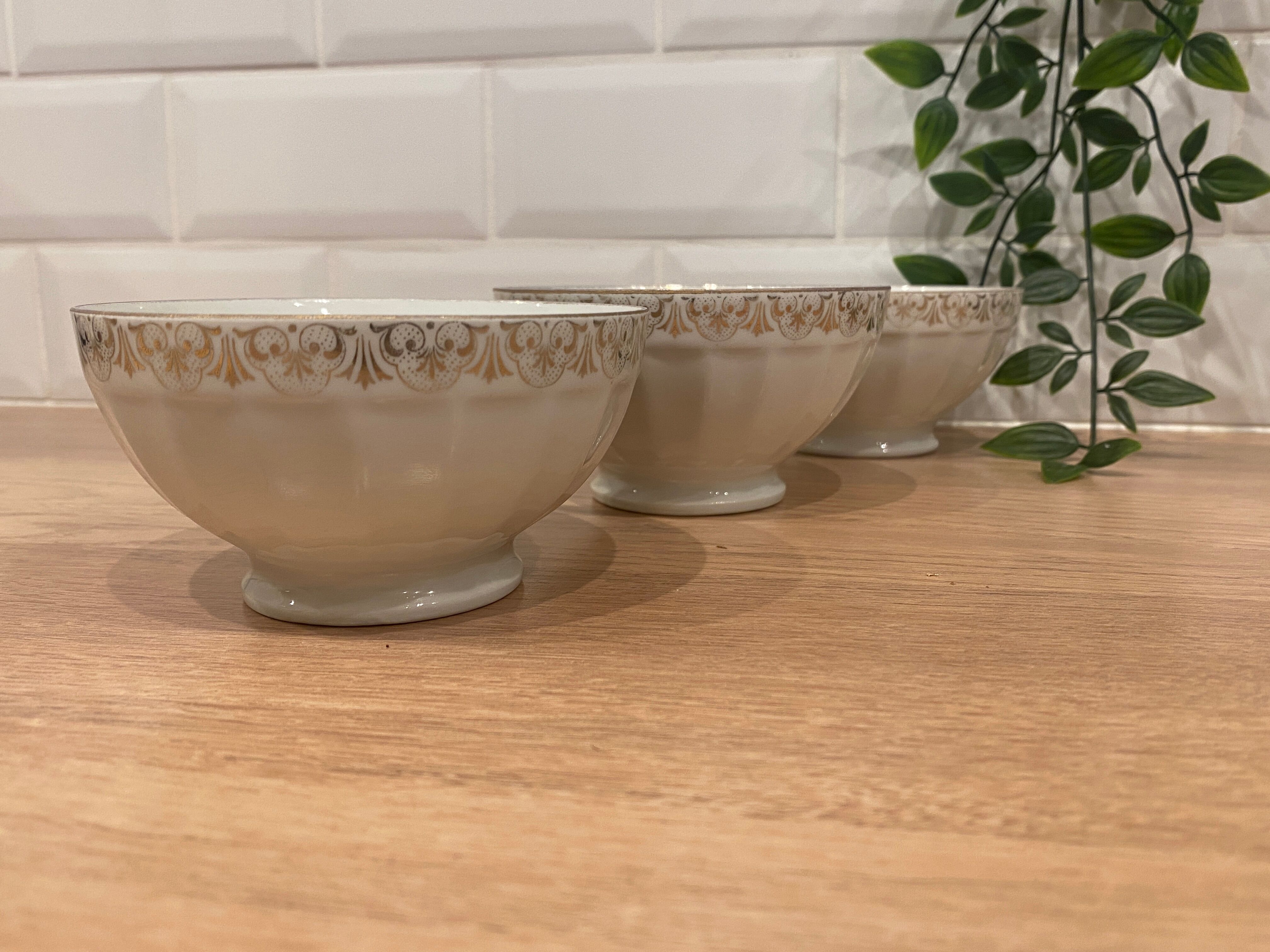 3 small faceted bowls