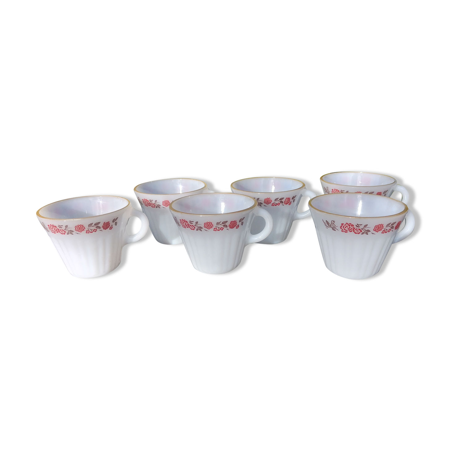 Set of 6 cups vintage Termocrisa Mexico in opaline, 60s