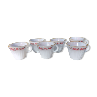 Lot de 6 tasses vintage Termocrisa Mexico en opaline, années 60