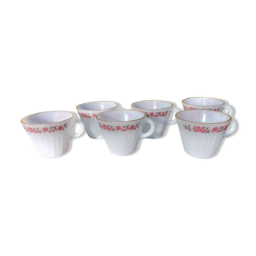 Set of 6 cups vintage Termocrisa Mexico in opaline, 60s
