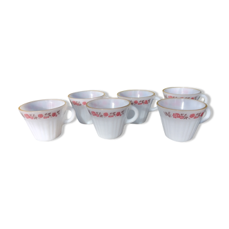 Set of 6 cups vintage Termocrisa Mexico in opaline, 60s